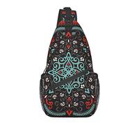 Sling Bag for Men Women, for Floral Paisley Bandanna Pattern Red Black, Shoulder Backpack Chest Bags Crossbody Daypack for Outdoor Hiking Camping Cycling