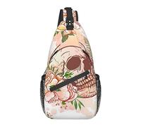 Sling Bag for Men Women, for Rose Flowers Day of The Dead Sugar Skulls, Shoulder Backpack Chest Bags Crossbody Daypack for Outdoor Hiking Camping Cycling