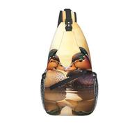 Sling Bag For Men Women Mandarin Ducks Playing In The Water Crossbody Backpack Adjustable Strap Durable Shoulder Bag, For Shopping, Hiking, Walking, Cycling, Sports