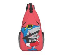 Sling Bag For Men Women Red With Cute Shark Cross Chest Bags Waterproof Durable Small Sling Bag, For Travel, Office, Outdoor