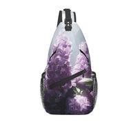 Sling Bag For Men Women Violet Flowers In The Church Small Backpack Waterproof Funny One Strap Shoulder Chest Bag, For Cycling, Shopping, Travel, Hiking, Running