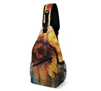 Sling Bag for Women Men Abstract Sunflower Multicolor Crossbody Bag Hiking Chest Bag Crossbody Fanny Pack Fashion Waist Packs Casual Daypack Backpacks Shoulder Bag for Travel, white, 8x4x15 Inches