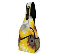 Sling Bag for Women Men Abstract Sunflowers Crossbody Bag Hiking Chest Bag Crossbody Fanny Pack Fashion Waist Packs Casual Daypack Backpacks Shoulder Bag for Travel, white, 8x4x15 Inches