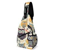 Sling Bag for Women Men Animal Cartoon Owls Crossbody Bag Hiking Chest Bag Crossbody Fanny Pack Fashion Waist Packs Casual Daypack Backpacks Shoulder Bag for Travel, white, 8x4x15 Inches