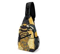 Sling Bag for Women Men Bee Geometric Honeycomb Crossbody Bag Hiking Chest Bag Crossbody Fanny Pack Fashion Waist Packs Casual Daypack Backpacks Shoulder Bag for Travel, white, 8x4x15 Inches