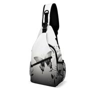 Sling Bag for Women Men Black Gray Butterflies Crossbody Bag Hiking Chest Bag Crossbody Fanny Pack Fashion Waist Packs Casual Daypack Backpacks Shoulder Bag for Travel, white, 8x4x15 Inches