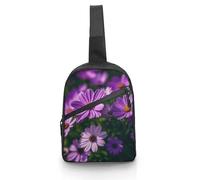 Sling Bag for Women Men Blooming Purple Flowers Crossbody Bag Casual Daypack Backpack Shoulder Chest Bag Fashion Waist Pack Water Resistant Fanny Pack Crossbody Shoulder Bag, white, 8.3x2.5x12 Inches