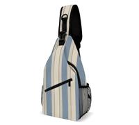 Sling Bag for Women Men Blue Beige Stripe Crossbody Bag Hiking Chest Bag Crossbody Fanny Pack Fashion Waist Packs Casual Daypack Backpacks Shoulder Bag for Travel, white, 8x4x15 Inches