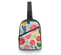 Sling Bag for Women Men Chest Bag Colorful Fruit Pattern Daypack Fanny Pack Cross Body Bag for Traveling, Colorful Fruit Pattern, One Size, Crossbody Backpacks
