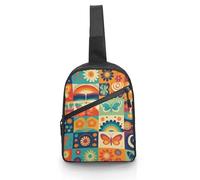 Sling Bag for Women Men Chest Bag Flowers Clip Art Daypack Fanny Pack Cross Body Bag for Traveling, Flowers Clip Art, One Size, Crossbody Backpacks