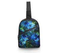 Sling Bag for Women Men Chest Bag Green Flower Art Daypack Fanny Pack Cross Body Bag for Traveling, Green Flower Art, One Size, Crossbody Backpacks