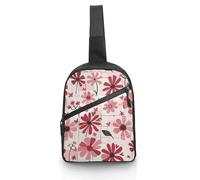 Sling Bag for Women Men Chest Bag Light Red Square Daypack Fanny Pack Cross Body Bag for Traveling, Light Red Square, One Size, Crossbody Backpacks
