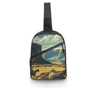 Sling Bag for Women Men Chest Bag Mountains And Deserts Daypack Fanny Pack Cross Body Bag for Traveling, Mountains and Deserts, One Size, Crossbody Backpacks