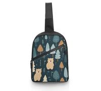 Sling Bag for Women Men Chest Bag Tree And Bear Daypack Fanny Pack Cross Body Bag for Traveling, Tree and Bear, One Size, Crossbody Backpacks