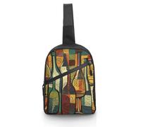 Sling Bag for Women Men Chest Bag Wine Bottle Art Daypack Fanny Pack Cross Body Bag for Traveling, Wine Bottle Art, One Size, Crossbody Backpacks