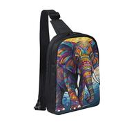 Sling Bag for Women Men Crossbody Bag Fashion Waist Bag Colorful Elephant Chest Bag Adjustable Fanny Pack, Black, One Size