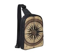 Sling Bag for Women Men Crossbody Bag Fashion Waist Bag Compass Wind Road Map Chest Bag Adjustable Fanny Pack, Black, One Size
