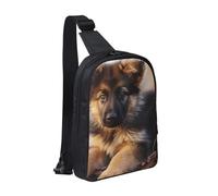 Sling Bag for Women Men Crossbody Bag Fashion Waist Bag German Shepherd Puppy Chest Bag Adjustable Fanny Pack, Black, One Size