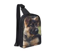 Sling Bag for Women Men Crossbody Bag Fashion Waist Bag German Shepherd Puppy Chest Bag Adjustable Fanny Pack, Black, One Size