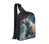 Sling Bag for Women Men Crossbody Bag Fashion Waist Bag Northern Lights Polar Bear Chest Bag Adjustable Fanny Pack, Black, One Size