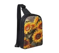 Sling Bag for Women Men Crossbody Bag Fashion Waist Bag Plants Theme Sunflower Chest Bag Adjustable Fanny Pack, Black, One Size