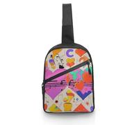Sling Bag for Women Men Music Symbols Love Crossbody Bag Casual Daypack Backpack Shoulder Chest Bag Fashion Waist Pack Water Resistant Fanny Pack Crossbody Shoulder Bag, white, 8.3x2.5x12 Inches