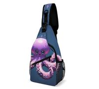 Sling Bag for Women Men Octopus Purple Crossbody Bag Hiking Chest Bag Crossbody Fanny Pack Fashion Waist Packs Casual Daypack Backpacks Shoulder Bag for Travel, white, 8x4x15 Inches