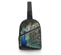 Sling Bag for Women Men Peacock Crossbody Bag Casual Daypack Backpack Shoulder Chest Bag Fashion Waist Pack Water Resistant Fanny Pack Crossbody Shoulder Bag, white, 8.3x2.5x12 Inches