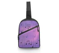 Sling Bag for Women Men Purple Music Notes Crossbody Bag Casual Daypack Backpack Shoulder Chest Bag Fashion Waist Pack Water Resistant Fanny Pack Crossbody Shoulder Bag, white, 8.3x2.5x12 Inches