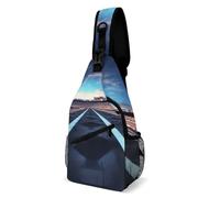 Sling Bag for Women Men Race Track Crossbody Bag Hiking Chest Bag Crossbody Fanny Pack Fashion Waist Packs Casual Daypack Backpacks Shoulder Bag for Travel, white, 8x4x15 Inches