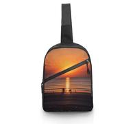 Sling Bag for Women Men Serene Seaside Sunset Crossbody Bag Casual Daypack Backpack Shoulder Chest Bag Fashion Waist Pack Water Resistant Fanny Pack Crossbody Shoulder Bag, white, 8.3x2.5x12 Inches