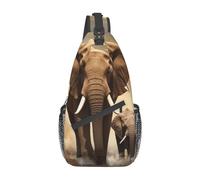 Sling Bag for Women Men Shoulder Bag Papillon Lying on Tummy Chest Bag Travel Fanny Pack Lightweight Casual Daypack, Elephant and Small Elephant, One Size, Sling Backpacks
