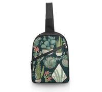 Sling Bag for Women Men Succulent Plants And Green Crossbody Bag Casual Daypack Backpack Shoulder Chest Bag Fashion Waist Pack Water Resistant Fanny Pack Crossbody Shoulder Bag, white, 8.3x2.5x12