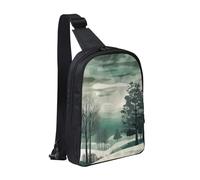 Sling bag for Women Men Trendy Sling Bakpack Casual Chest Bag Blue Roses Fanny Pack for Travel Hiking, Pictures of Trees and Sky, One Size
