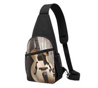 Sling bag for Women Men Trendy Sling Bakpack Casual Chest Bag Halloween Pumpkin Tree Blue Fanny Pack for Travel Hiking, Guitar Pictures, One Size