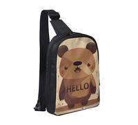 Sling bag for Women Men Trendy Sling Bakpack Casual Chest Bag Image Shows Trees Fanny Pack for Travel Hiking, Hello Written On The Bear, One Size