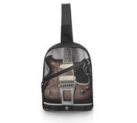 Sling Bag for Women Men Vintage Guitar Crossbody Bag Casual Daypack Backpack Shoulder Chest Bag Fashion Waist Pack Water Resistant Fanny Pack Crossbody Shoulder Bag, white, 8.3x2.5x12 Inches