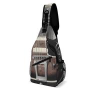 Sling Bag for Women Men Vintage Guitar Crossbody Bag Hiking Chest Bag Crossbody Fanny Pack Fashion Waist Packs Casual Daypack Backpacks Shoulder Bag for Travel, white, 8x4x15 Inches
