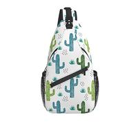 Sling Bag Green Blue Cactus Cacti Succulent Hiking Daypack Crossbody Shoulder Backpack Travel Chest Pack for Men Women