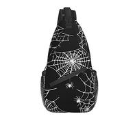 Sling Bag Halloween Black Spider Web Hiking Daypack Crossbody Shoulder Backpack Travel Chest Pack for Men Women