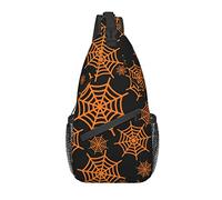 Sling Bag Halloween Spider Web Hiking Daypack Crossbody Shoulder Backpack Travel Chest Pack for Men Women