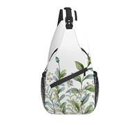 Sling Bag Leaves Flower Boho Bohemia Spring Hiking Daypack Crossbody Shoulder Backpack Travel Chest Pack for Men Women