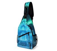 Sling Bag Lightweight Crossbody Chest Pack Aurora Ice Castle Travel Shoulder Bag with Adjustable Strap