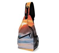 Sling Bag Lightweight Crossbody Chest Pack Coastal Cliff Sunrise Travel Shoulder Bag with Adjustable Strap