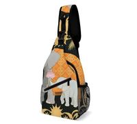 Sling Bag Lightweight Crossbody Chest Pack Elephant And Young Elephant Travel Shoulder Bag with Adjustable Strap