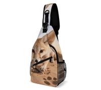 Sling Bag Lightweight Crossbody Chest Pack Fennec Fox Digging Travel Shoulder Bag with Adjustable Strap