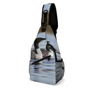 Sling Bag Lightweight Crossbody Chest Pack Loon Birds Travel Shoulder Bag with Adjustable Strap