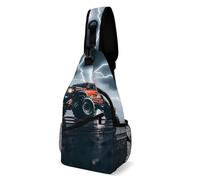 Sling Bag Lightweight Crossbody Chest Pack Monster Truck Black Sky Roar Travel Shoulder Bag with Adjustable Strap