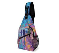 Sling Bag Lightweight Crossbody Chest Pack Paris Cafe Neon Night Travel Shoulder Bag with Adjustable Strap