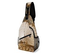 Sling Bag Lightweight Crossbody Chest Pack Peacock on Gilded Rail Travel Shoulder Bag with Adjustable Strap